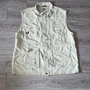 Columbia Vest Mens XXL Beige Titanium Mock Neck Zip Fishing Hungting Adult